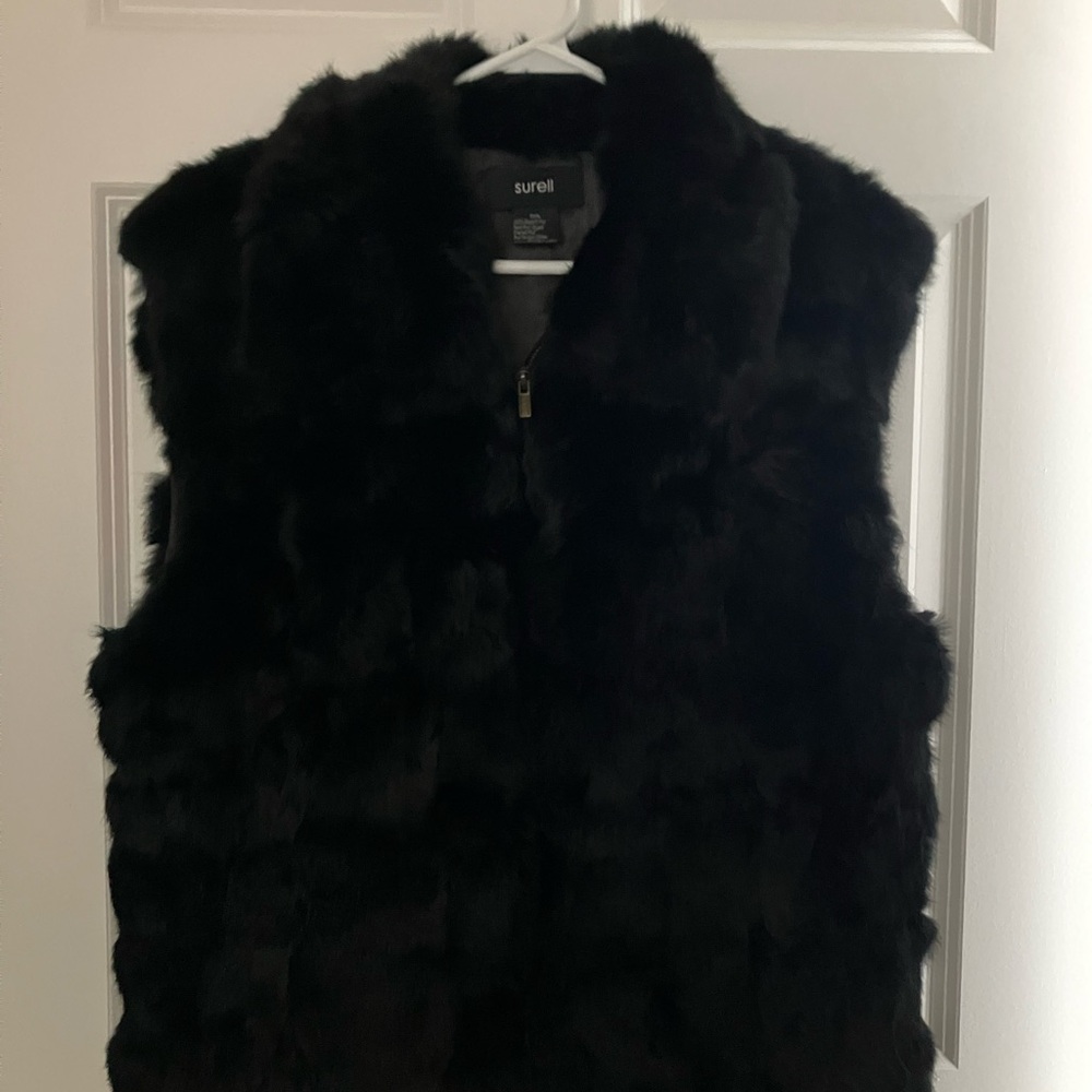 Surell black rabbit fur vest size XXXL